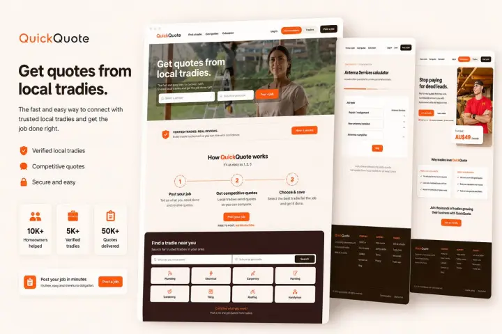 QuickQuote website where homeowners get quotes from local tradies