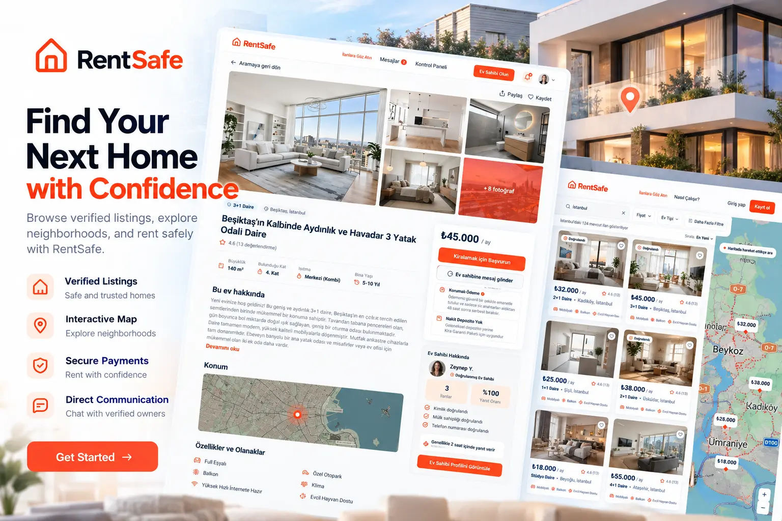 RentSafe Modern Property Platform Mockup