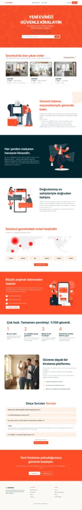 Turkish property rental website featuring Istanbul home listings, secure payments, verified landlords and an online rental process.